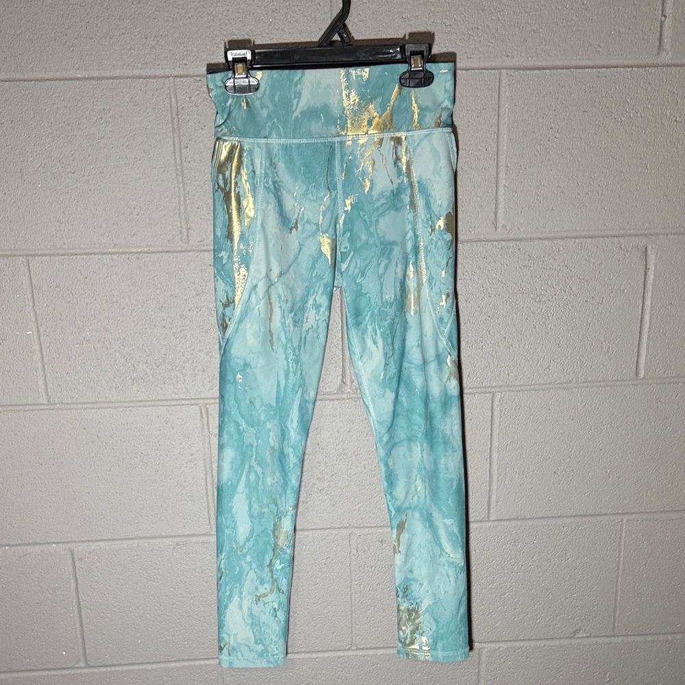 Old Navy Aqua and Gold Kids Leggings